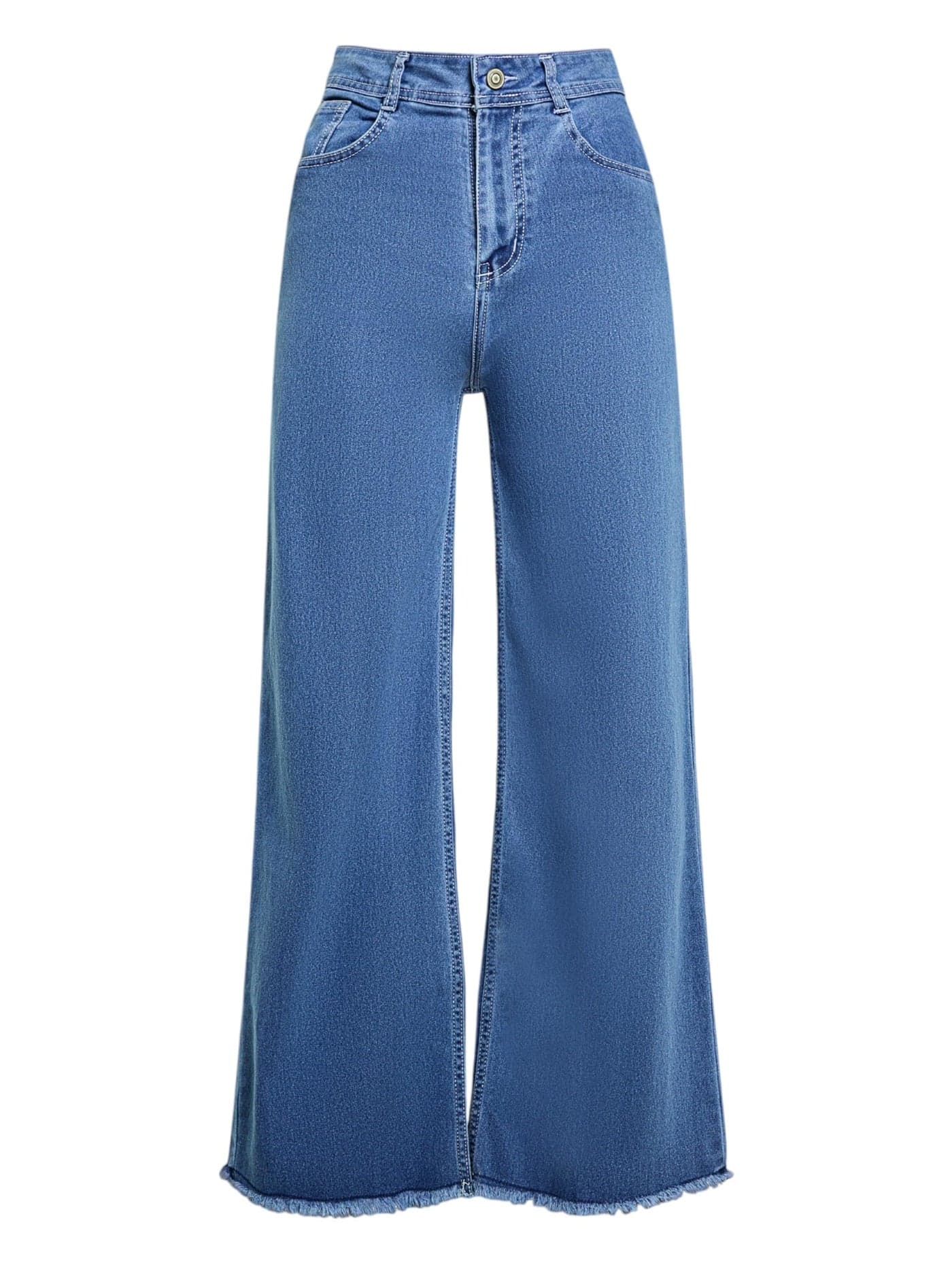 Miss Chase Women's Wide-Leg High-Rise Regular-Length Stretchable Denim Jeans (MCAW25DEN62-54-456-34, Cornflower Blue, 34)