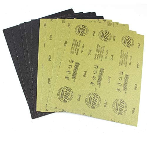Sandpaper Sheets, 80 Grit Dry Wet Sand Paper, 9 x 11 Inch, Silicon Carbide, for Wood Furniture Finishing, Metal Sanding and Automotive Polishing,10 -Sheet