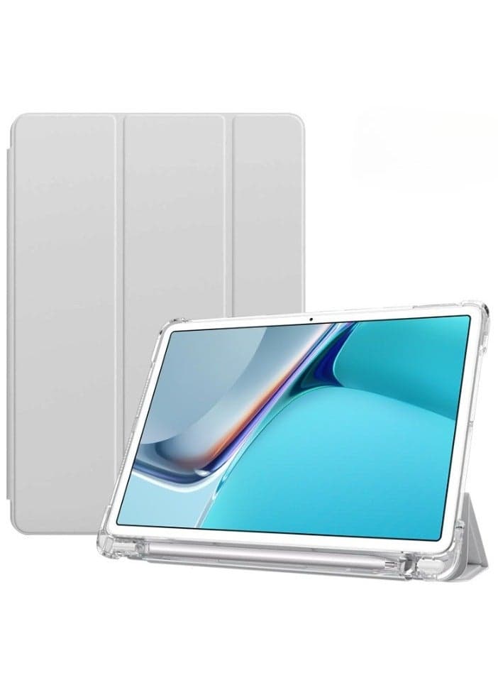 Case Compatible with Samsung Galaxy Tab S10 Lite/S10 FE/S9/S8/S7 11 inch/S9 FE 10.9 inch,Smart Slim Trifold Stand Auto Sleep/Wake Cover with Pencil Holder, Clear Transparent Back Shell
