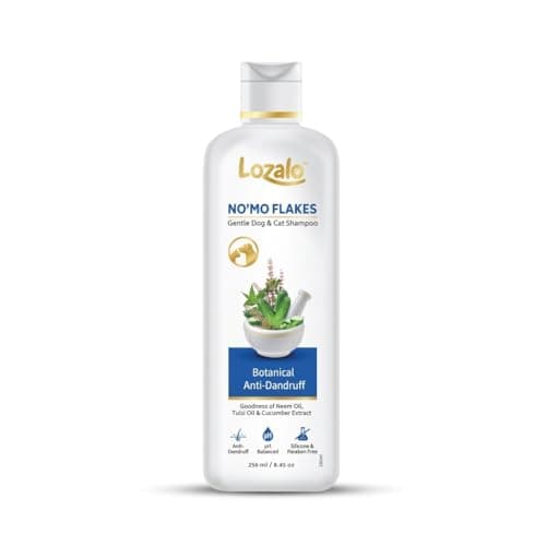 Lozalo Botanical No'mo Flakes Anti Dandruff Pet Shampoo - 250 ml, Anti Dandruff Shampoo for Dogs & Cats of All Breeds, Natural Shampoo with Cucumber & Aloe Vera Extract, Paraben Free