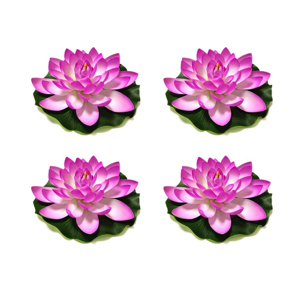 Superdream 4PCS Large Artificial Floating Lotus Flowers Home Garden Pond Aquarium Wedding Decor 7inch Purple
