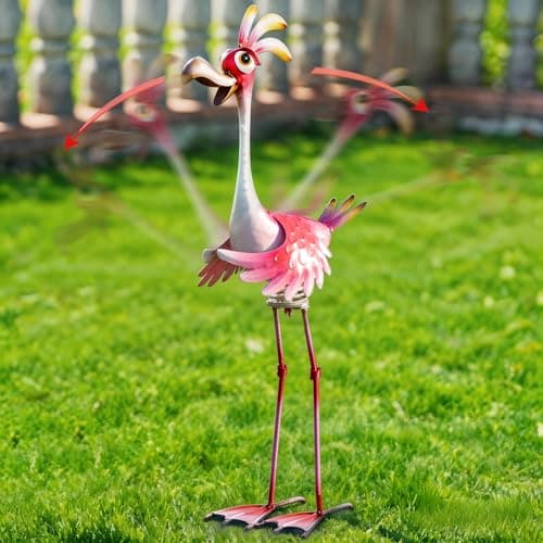 Natelf Flamingo Metal Yard Art Garden Sculpture Flamingo Outdoor Decorations Large Garden Statues for Yard Patio, Porch, Home for Women, Mom, Grandma
