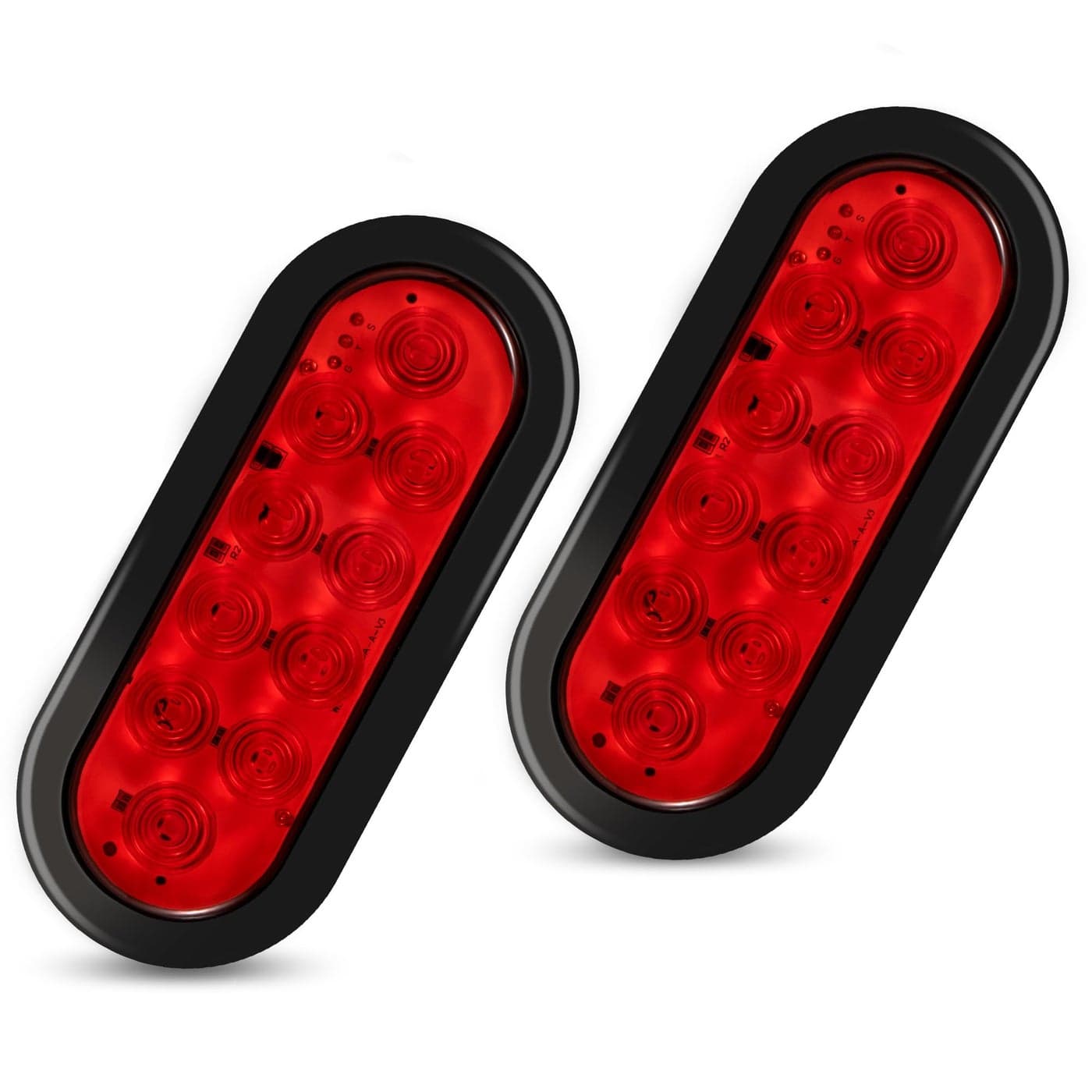 RUNHWEE 6 Oval LED Trailer Lights Kit 2PCS Waterproof StopTurnBrake Tail Lights with 10 LED Markers for Truck RV Boat Trailer Red DOT Compliant
