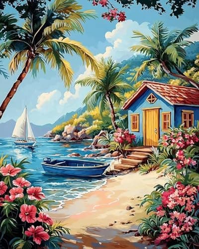 ARPADAMO Beach Landscape Diamond Art Kits for Adults5D Diamond Painting DIY Landscape Diamond Art Diamond Painting Kits for AdultRound Full Drill Diamonds Diamond Art Kits for Home Decor12x16inch
