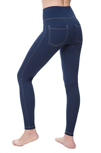 Nirlon Women's Jeggings High Waist Tummy Control Jean Leggings with Pockets for Women (XL, Jeans)
