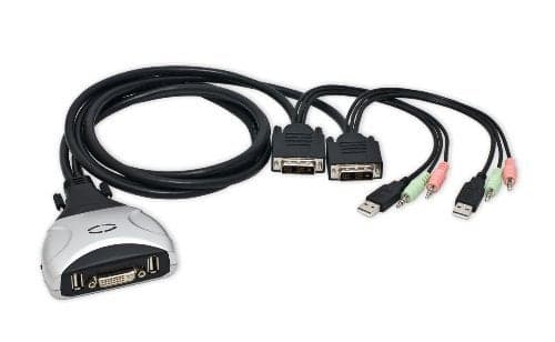 2 Port KVM Switch 1920 X 1200 DVI W Audio and USB 20 Hub Display Screen KVM Switch DVI 39 ft Cables
