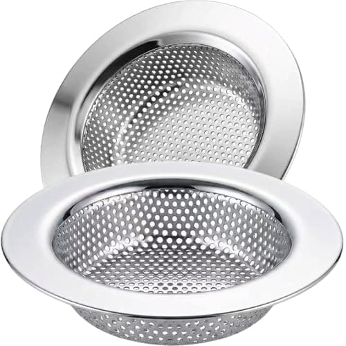 LASSHSWA 2 PCS Kitchen Sink Strainer Stainless Steel, Kitchen Sink Drain Strainer?Sink Strainers for Kitchen Sinks with Large Wide Rim 4.5" Diameter, 15 cm