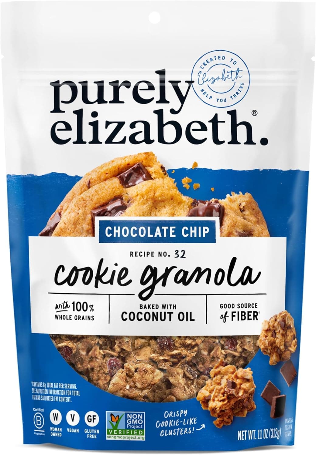 Purely Elizabeth Chocolate Chip Cookie Granola - 11 oz