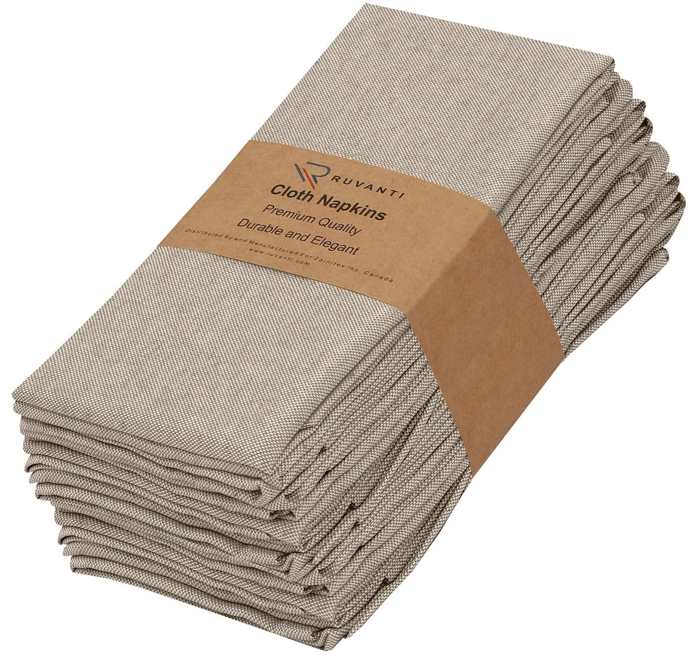 Ruvanti Cloth Napkins Set of 12 18x18 Reusable Napkins Cloth Washable Soft Durable Table Napkins Poly Cotton Fabric Dinner Napkins for Parties Christmas Thanksgiving Weddings Deep Taupe