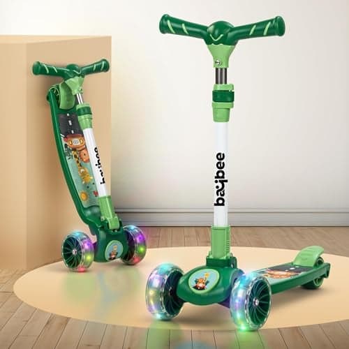 GoodLuck Baybee Kitty Kick Scooter for Kids | Foldable Kids Skate Scooter with 4 Height Adjustable Handle & Brake with LED PU Wheels | Runner Scooters for Kid 3 to 10 Years Boys Girls (Blue)