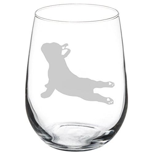MIP Wine Glass Goblet French Bulldog Frenchie Yoga (17 oz Stemless)