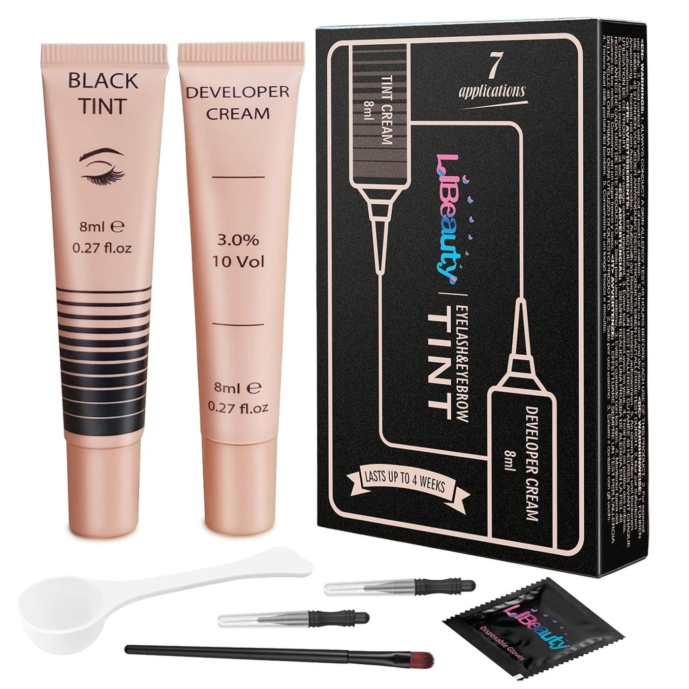 Libeauty Lash Color Kit Instant Eyebrow Colour Kit Voluminous Natural Black Coloring Lasts for 4 Weeks Lash Brow Treatment without silicone eye patch