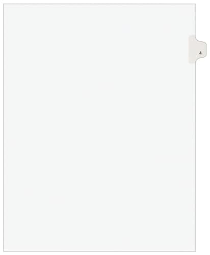 Avery Individual Legal Exhibit Dividers, Avery Style, 4, Side Tab, 8.5 x 11 inches, Pack of 25 (11914)