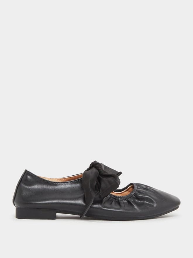 Styli Bow Trim Ballerina Shoes