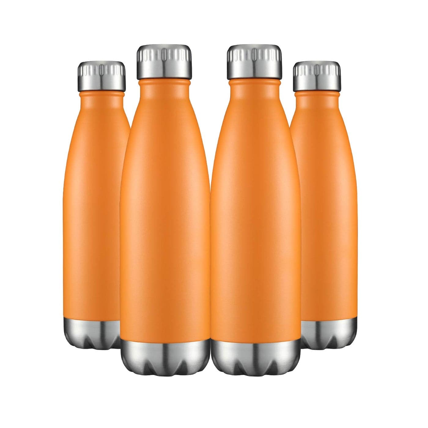 HASLE OUTFITTERS 17oz Stainless Steel Water Bottles Bulk Vacuum Insulated Water Bottles Double Walled Powder Coated Reusable Metal Sports Water Bottles Keep Drinks Hot and Cold Orange 4Packs