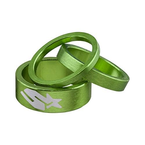 Spank Spacer Kit (Green, 3/6/12mm) Bike Headsets & Accessories, Bike Headset Spacer, Bicycle Headset Spacer for 1 & 1/8 Inch Stem, Aluminium Alloy Bike Stem Spacers for MTB BMX Mountain Road Bikes