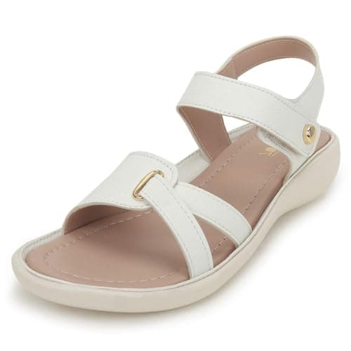 Vendoz Women Stylish Cream Flat Sandals (VDFL35WT-42)