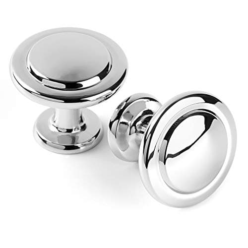 KOOFIZO Round Cabinet Knobs Polished Chrome Cabinet Pulls, Dia. 1-1/4 Inch, 10 Pack Chrome Drawer Knobs for Kitchen Cabinets 1960 Drawers Dresser Cupboard Bedroom Bathroom