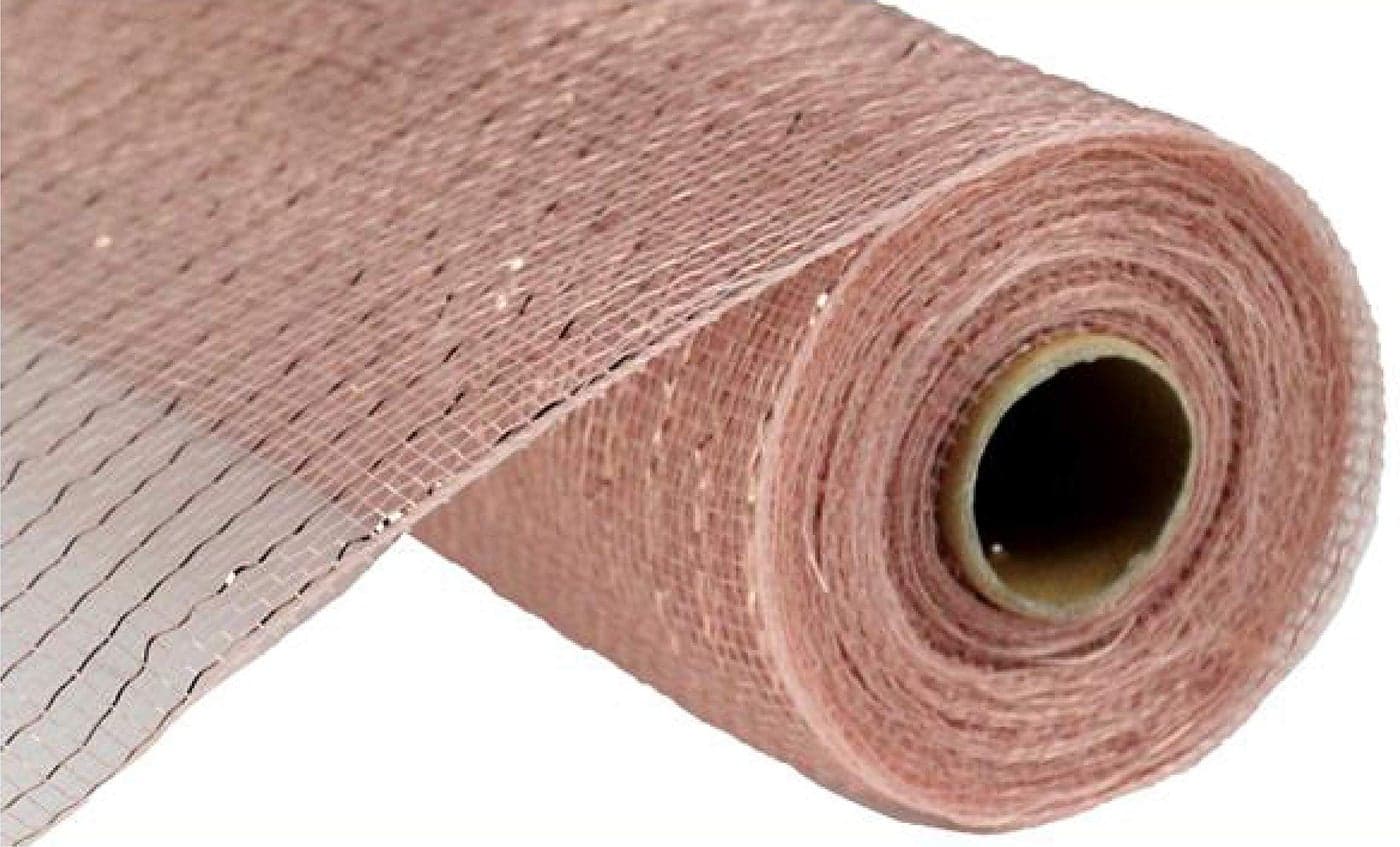 Craig Bachman 10 Poly Deco Mesh Metallic New Rose Gold wFoil 10 Yards New Rose Gold with Foil Floral Arrangement Wreath Mesh Ribbon