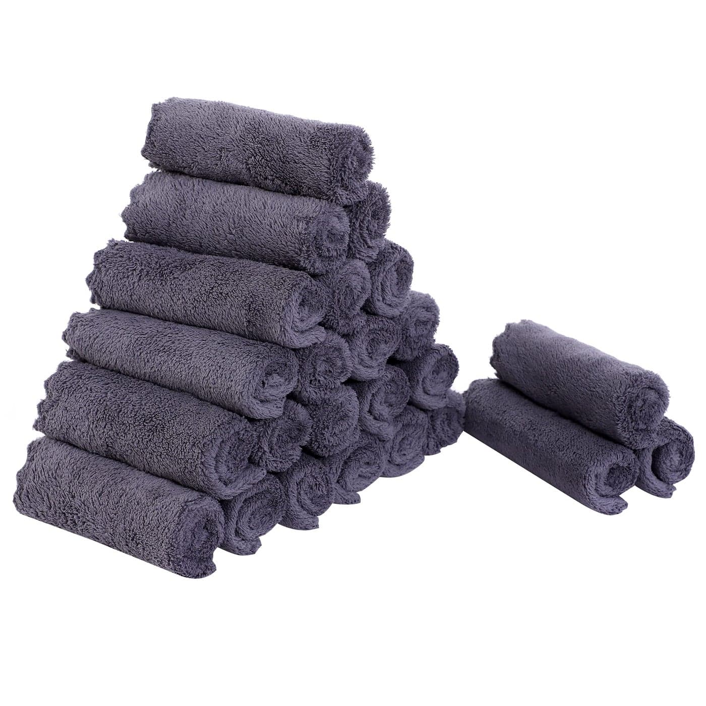 Sunny zzzZZ 24 Pack Kitchen Dishcloths Does Not Shed Fluff Reusable Dish Towels Dish Cloths Super Absorbent Coral Fleece Cleaning Cloths Nonstick Oil Washable Fast Drying 10 x 10 Inch Grey