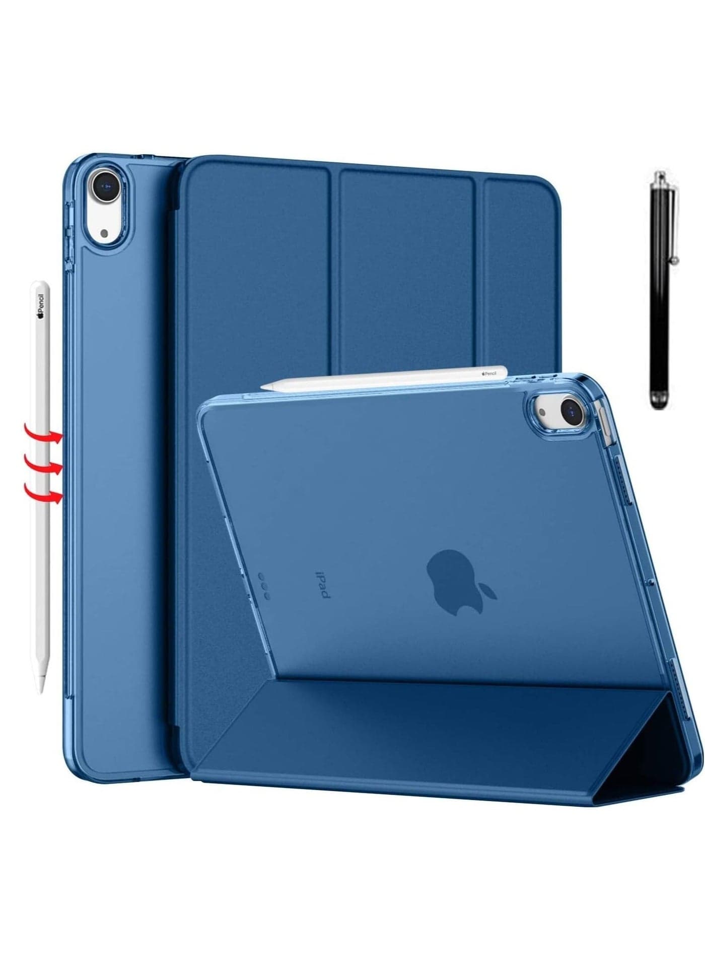 ELTRAZONE Slim Stand Case for iPad Air 13-Inch M2 (2024) – Navy Blue, Smart Shell with Touch ID Support, Auto Wake/Sleep, and Translucent Back