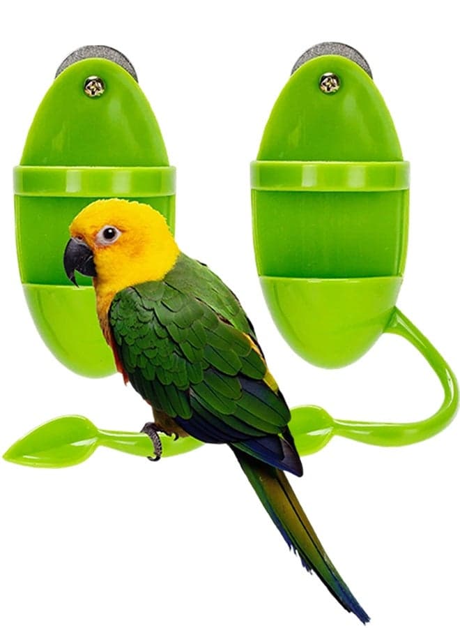 2 Pcs Multi-Purpose Parrot Cuttlebone Holder Stand, Bird Feeding Container for Pet Birds, Fits Parakeets, Cockatoos, Lovebirds, Finches & Small Chicks, Holds Various Foods