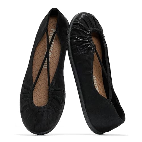 Project Cloud Ballet Flats for Women Comfortable Womens Shoes with Memory Foam Insole & MicroSuede Upper - Mary Jane Shoes Women Footwear - Lightweight Ballerina Womens Flats (Cheers, METALBLACK,7M)