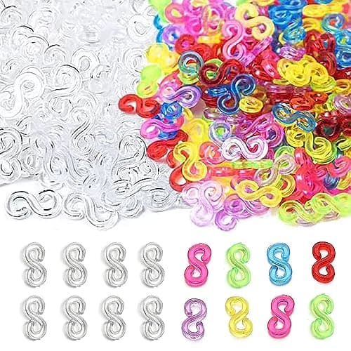 Mecefeno S Clips Rubber Band Clips 1000 Pieces Loom Rubber Band Clips Plastic Band Clips Connectors Refills Bracelet Kit Clip for Loom Bracelets DIY Making Refill Kit