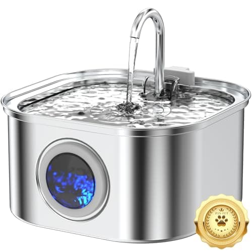 Vekonn Cat Water Fountain Stainless Steel 32L108oz Cat Fountain with Large Water Level Window Pet Water Dispenser with Quiet Pump Ideal for Cats Dogs and Multipet households