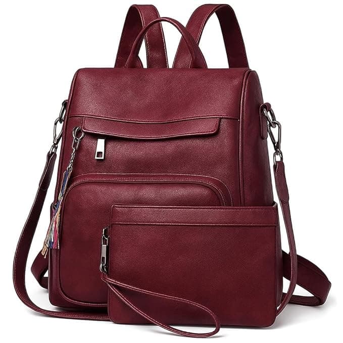 ProArch Anti-Theft Leather Backpack & Purse for Women | Combo Pack | Shoulder Bag for Women and Girls | College Bag for Girls | Multipurpose Travel Bag | Durable | PU Leather (MaroonTL)