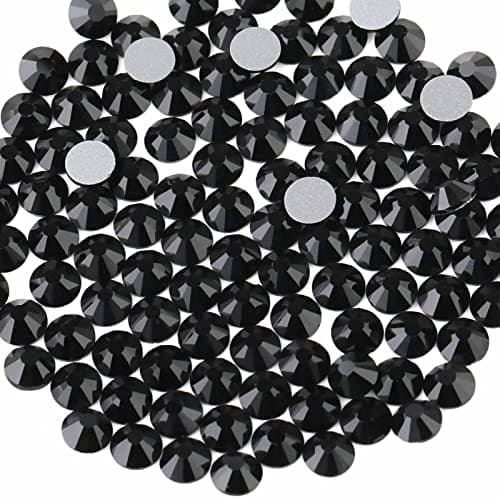Beadsland 144 Pieces Flat Back Crystal Rhinestones Round Gems for Nail Art and Craft Glue FixBlackSS408487mm
