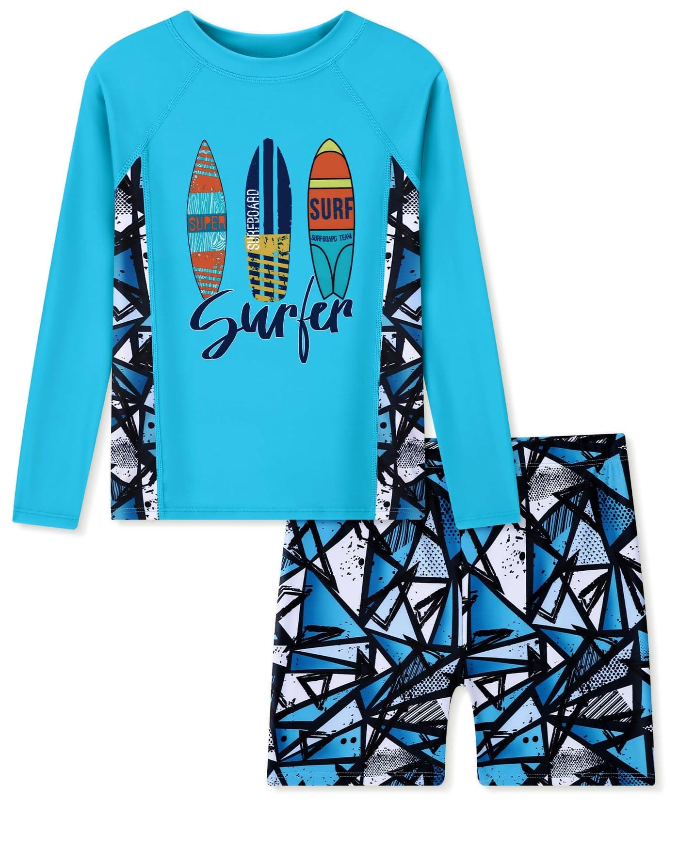 Ghteas Boys 2 Pieces Rash Guard Sun Protection Long Sleeve Kid Swimsuits Quick Dry Swim Shirt Trunks for Boys Blue Water Sports Beach Swim Suit Boys Boys Swimsuits Size 10