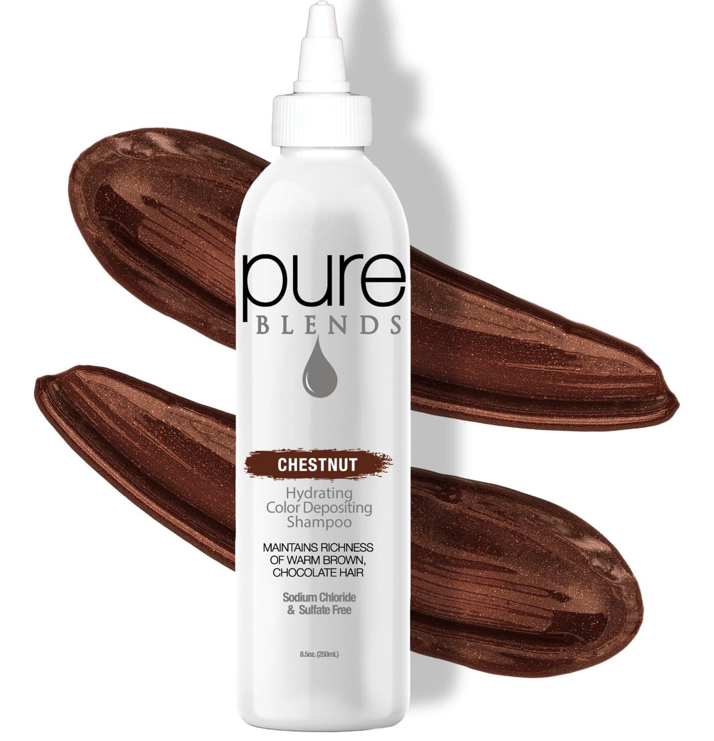 Pure Blends Chestnut Hydrating Color Depositing Shampoo for Color Treated Hair 85 Oz Semi Permanent Hair Dye Prevents Color Fade Extends Color Service Nourishes Protects