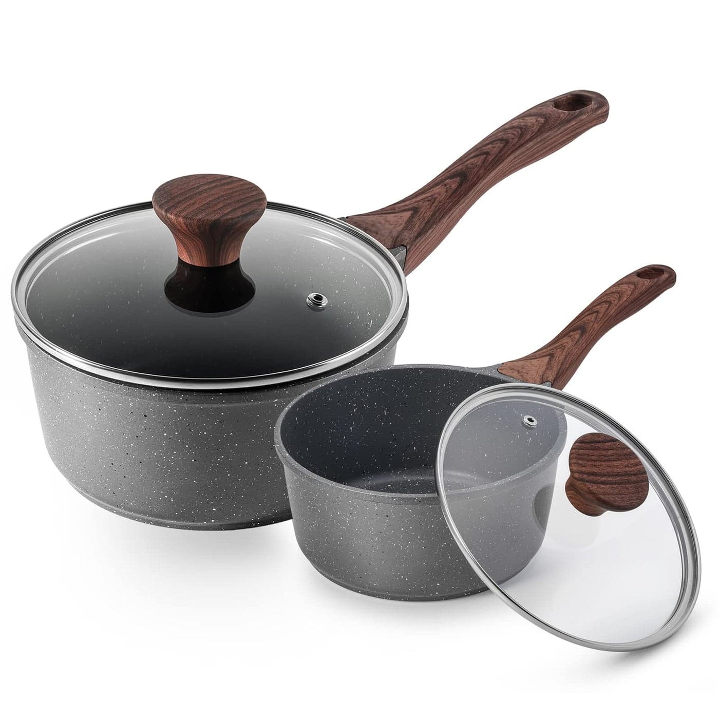 SENSARTE Nonstick Sauce Pan with Lid Saucepan Set Swiss Granite Coating Sauce Pot Kitchen Cooking Pot Induction Comptable Free of Intentionally Added PFOA 2 25 QT