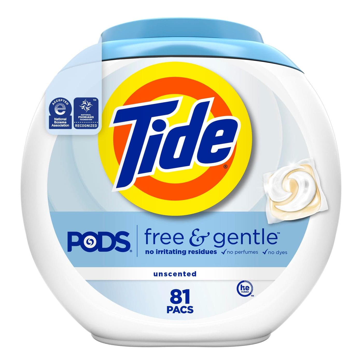 Tide PODS Free & Gentle Laundry Detergent Soap Pacs, 81 Count, Tide PODS Laundry Detergent