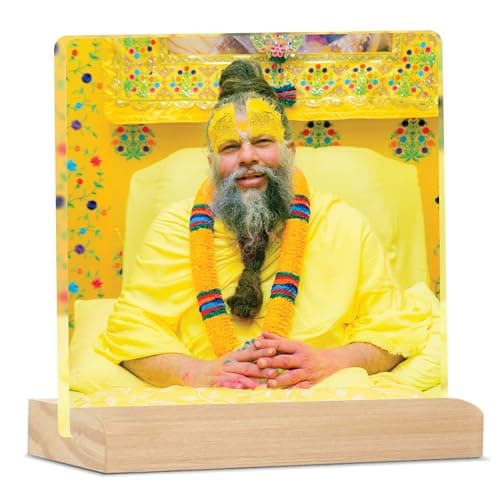 Giftplease Divine Desktop Photo Frame of Shri Premanand Maharaj Ji | Spiritual Table Stand with Wooden Base | Inspirational Religious Gift & Dcor for Home, Office, GMP_08