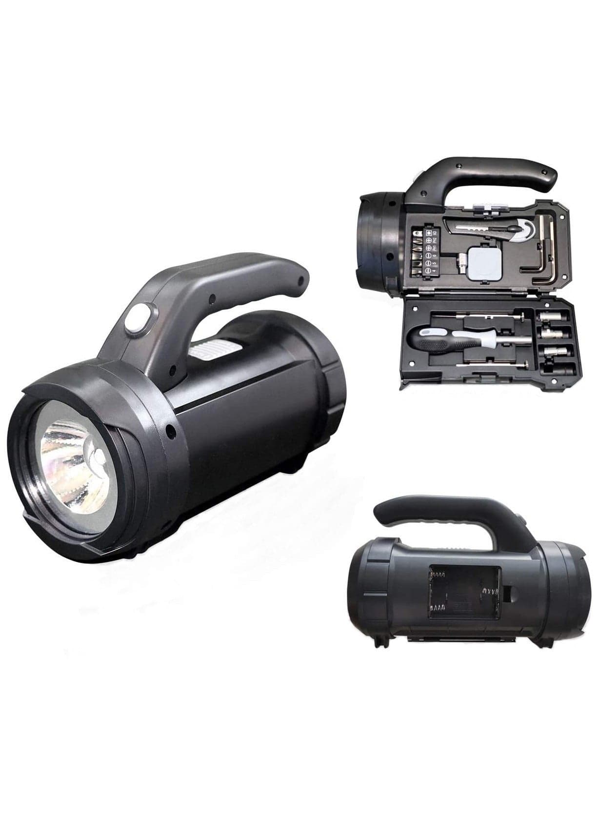 17 PCS Tool Kits LED Camping Lantern with Flashlight Tools Kit Battery Powered Outdoor Emergency Light Bright for Hiking Living Garden