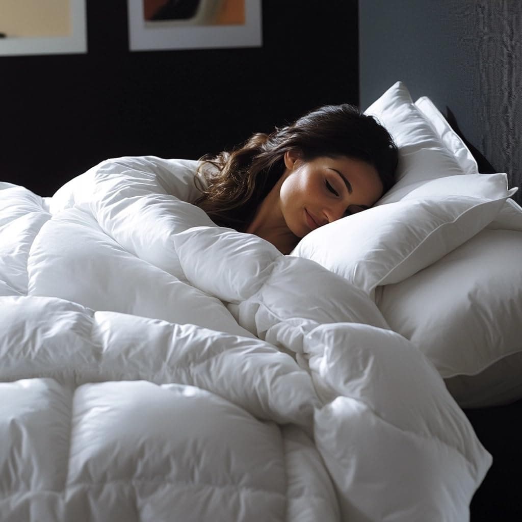 CW White Goose Down Comforter Queen Size Duvet Insert 90x90 inches 50 oz Fill Weight 750 Fill Power 100 Cotton Duvet Cover Machine Washable 3D Baffle Box White
