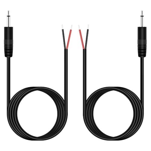 Fancasee 3.5mm 1/8" to Speaker Wire, 2-Pack 6FT TS Mono 3.5mm Male Jack to Bare Wire Pigtail Connector Adapter Repair Audio Cable for Speaker, Trigger Cable