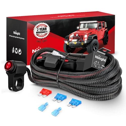 Nilight Wiring Harness Kit Nylon 16 AWG 1 Lead 12V Motorcycle Handlebar Switch On Off Power Relay Blade Fuse for LED Light Bar Off Road Lights on Motorcycles Bicycles ATV UTV