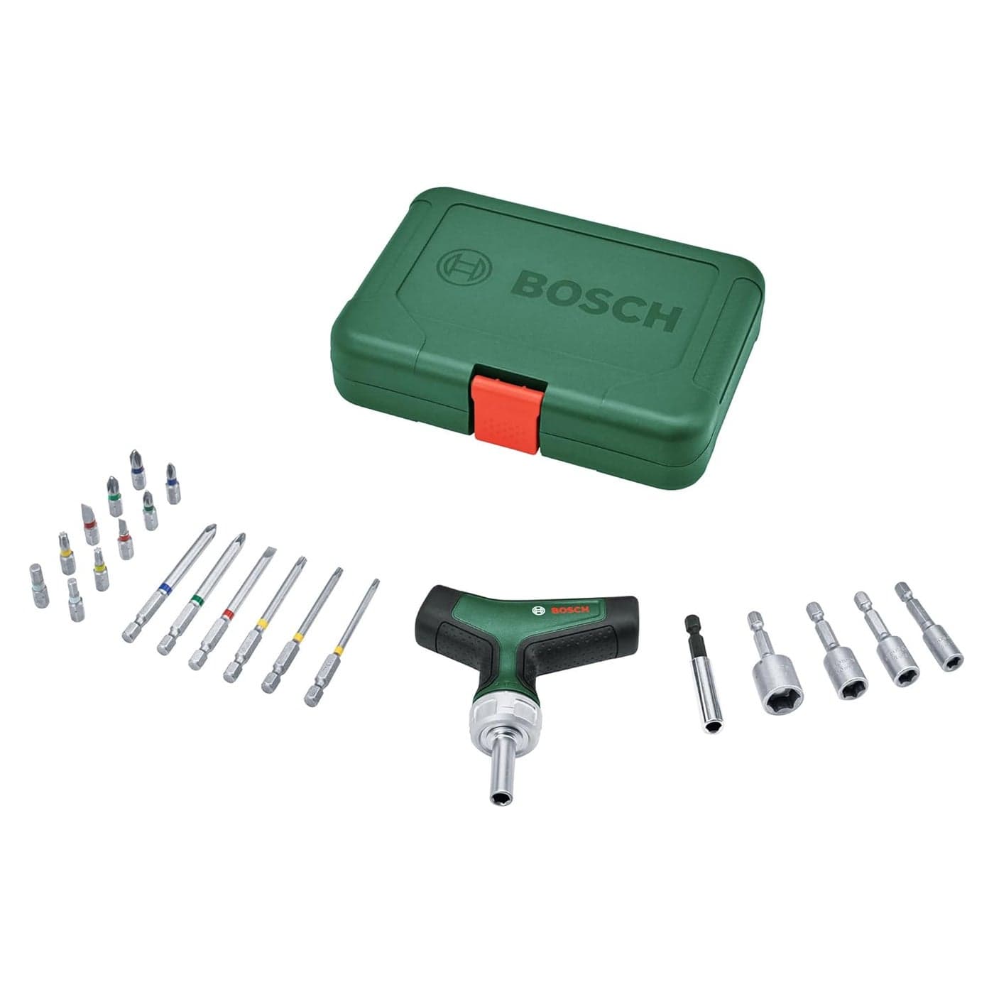 BOSCH 22Piece THandle Bit Ratchet Screwdriver Set High Torque Ergonomic Comfort Versatile Functionality