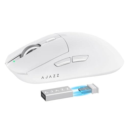 A.JAZZ AJ139 G Pro 4K Wireless Gaming Mouse Ultra-Lightweight with Dual Mode-Type C Wired/2.4Ghz USB Receiver up to 26000DPI 6 Programmable Button Ergonomic Symmetric for PS4 Xbox PC Mac Gamer(White)