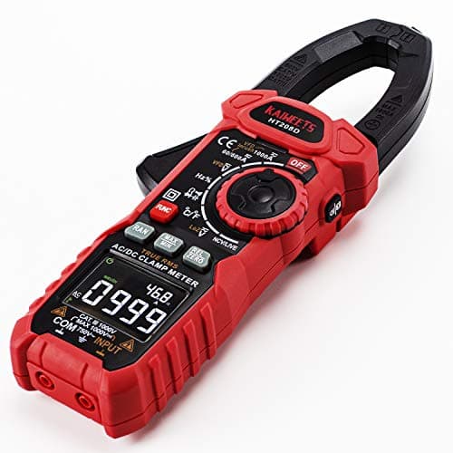 KAIWEETS HT208D Inrush Clamp Meter 1000A Current Amp Meter, VFD, LOZ Mode, 6000 Counts, Measures Current Voltage Temperature Capacitance Resistance Diodes Continuity Duty-Cycle (without battery)
