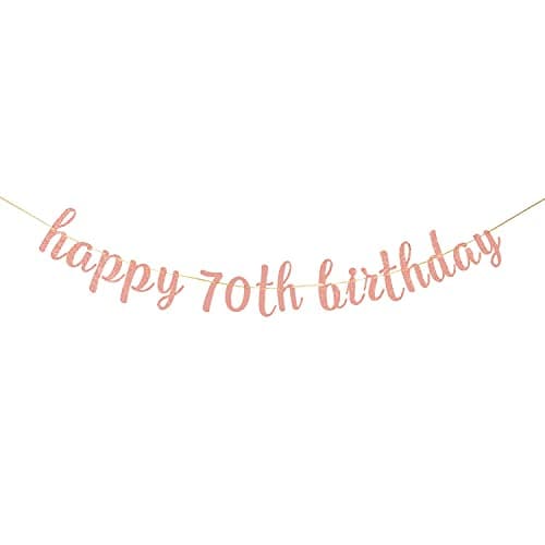 Festiko®Glitter Happy 70th Birthday Banner - 70 AF Sign Banner - Cheers to 70 Years Birthday Party Bunting Decorations Rose Gold