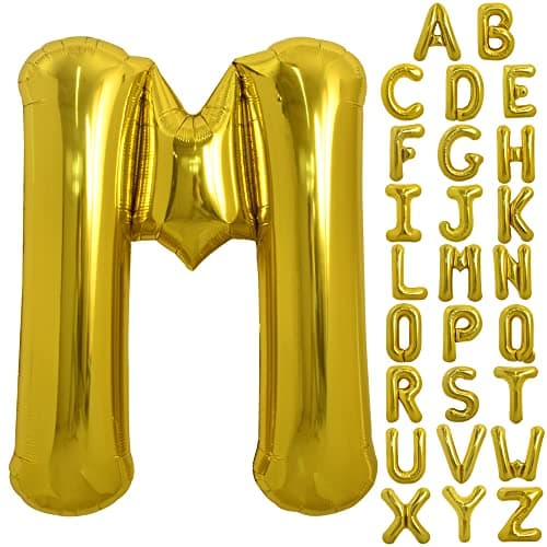 TONIFUL 40 Inch Large Gold Letter M Balloon Foil Mylar for 2026 New Year Eve Graduation Wedding Baby Shower Birthday Party Anniversary Supplies Decorations