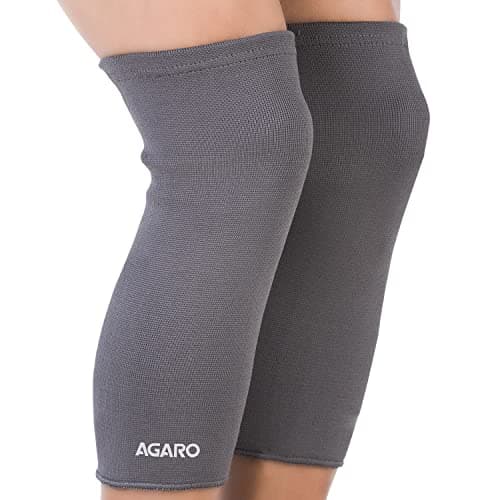 AGARO Stretchable Knee Support, Breathable Fabric, Uniform Compression, Relieves Muscle Pain, Joint Pain, Injury Recovery, For Workout, Running, For Men & Women, Knee Cap, Small, Grey, Pack of 2
