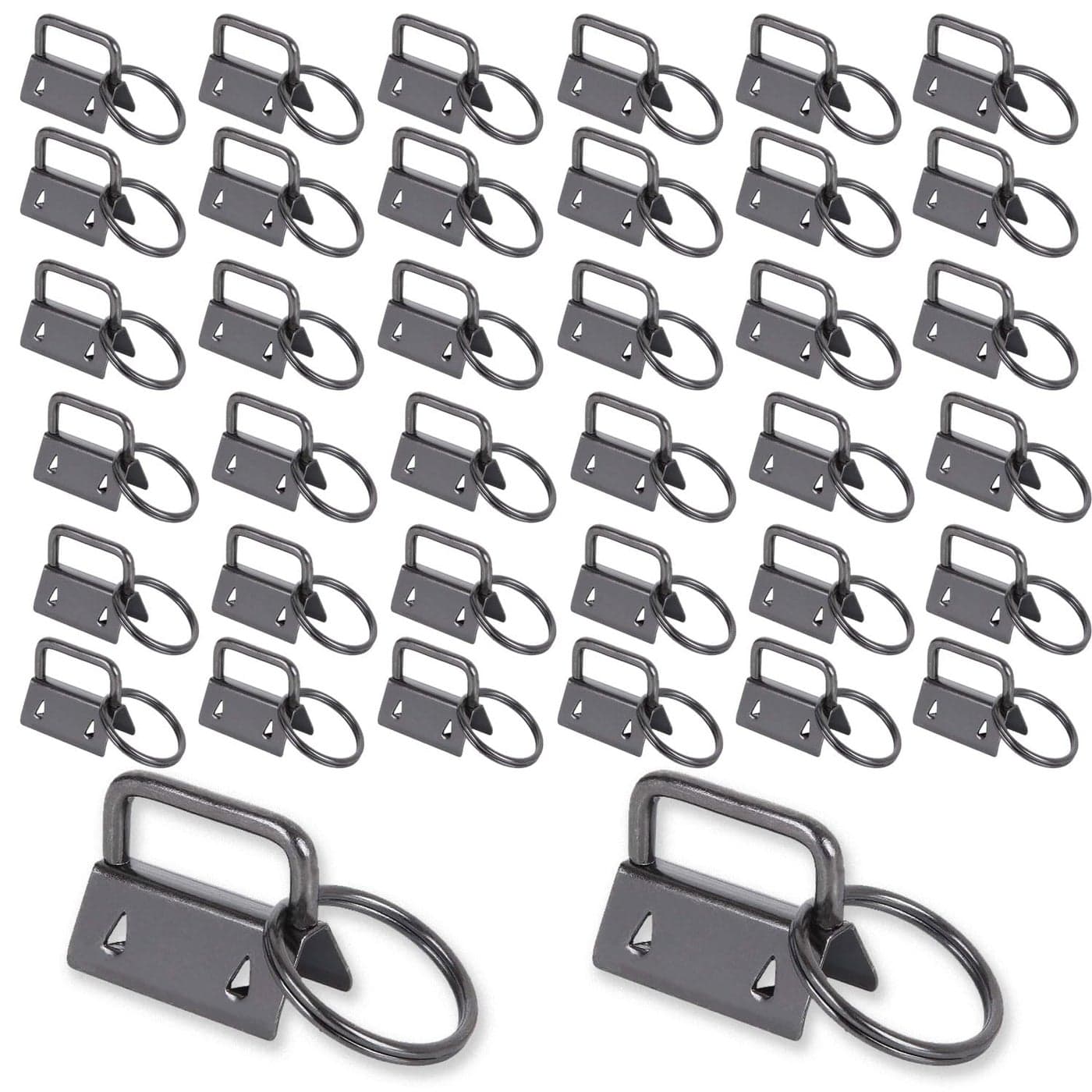 Acrux7 100 Pack Key Fob Hardware 1 Inch Bulk Black Keychain Wristlet with Key Ring for Wristlet Keychain Key Lanyard Key Chain Making Kit