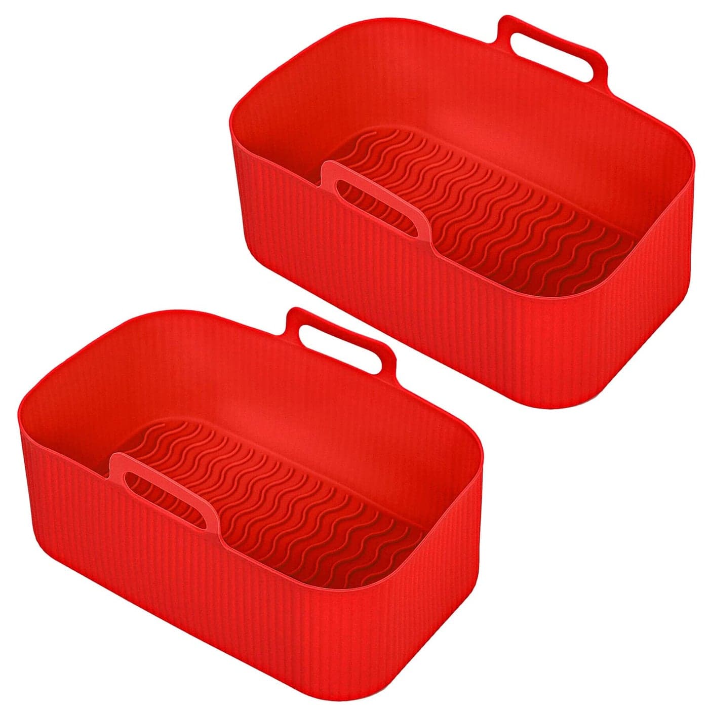 SPARES2GO Basket Compatible with Salter Air Fryer EK4548 EK4750 EK5196 Drawer Liner Silicone Pack of 2 Red