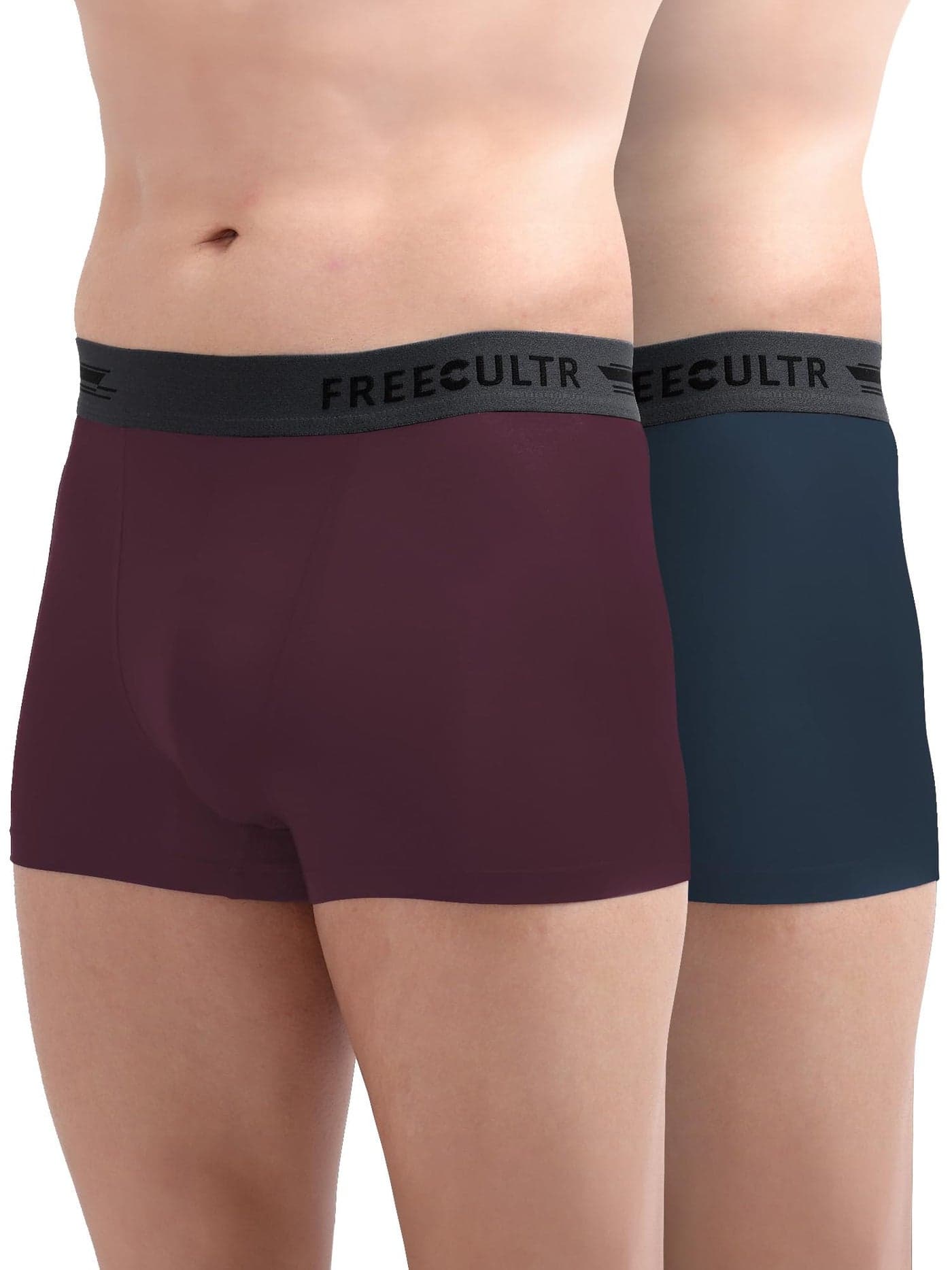 Freecultr Men's Underwear Micromodal Airsoft Trunk Comfortable – Sweat Proof, Non-Itch, No Chafing, Ultra Soft & Breathable Fabric - Size M Pack of 2-Sangria Wine,Prussian Blue