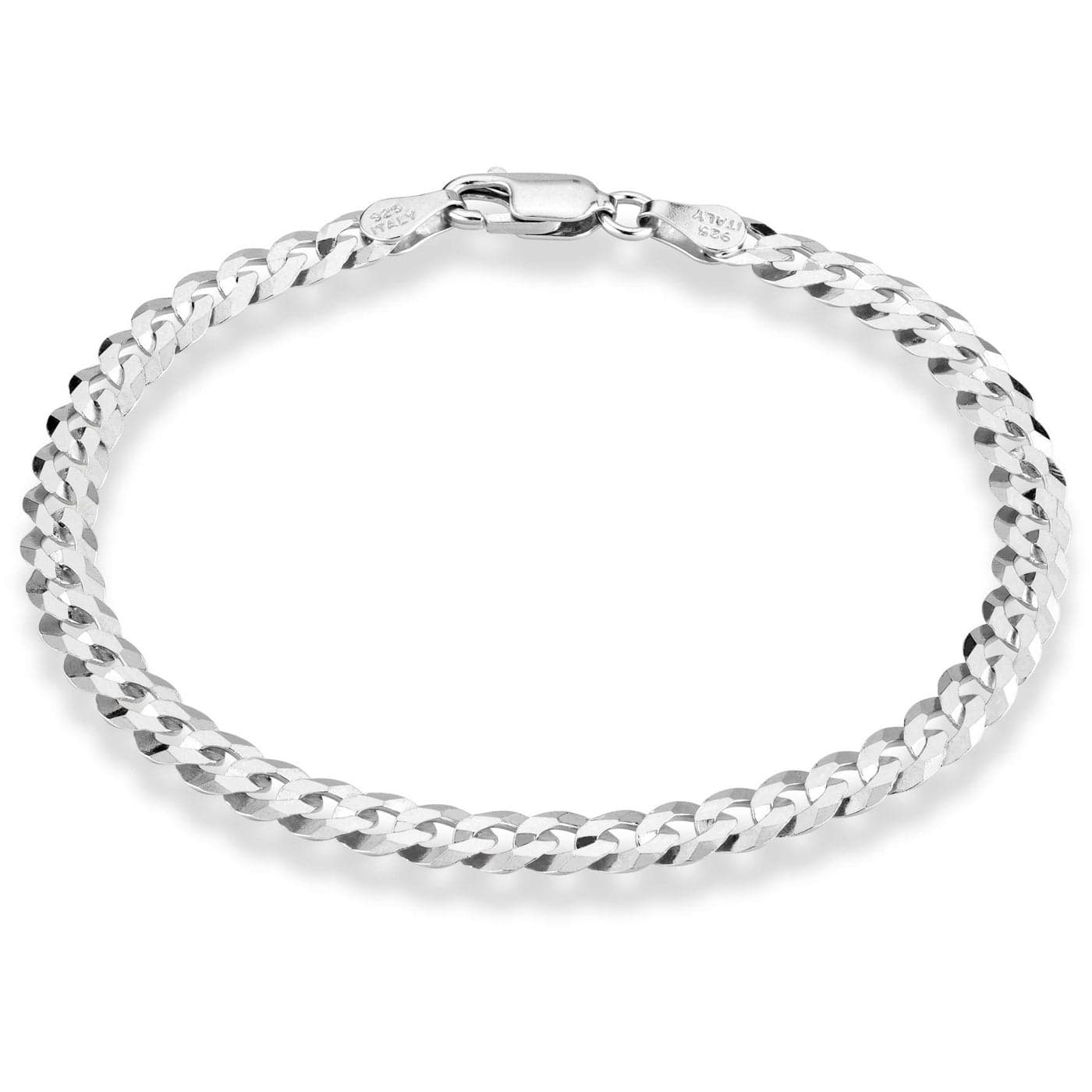 Miabella 925 Sterling Silver Italian 5mm Solid Diamond-Cut Cuban Link Curb Chain Bracelet for Men Women, Made in Italy (Length 6.5 Inches+0.5 Ext.)
